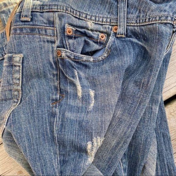 Vtg 90s American Eagle Jeans Super Low Rise Bootcut Distressed Sz 4P Hong Kong - Picture 13 of 14